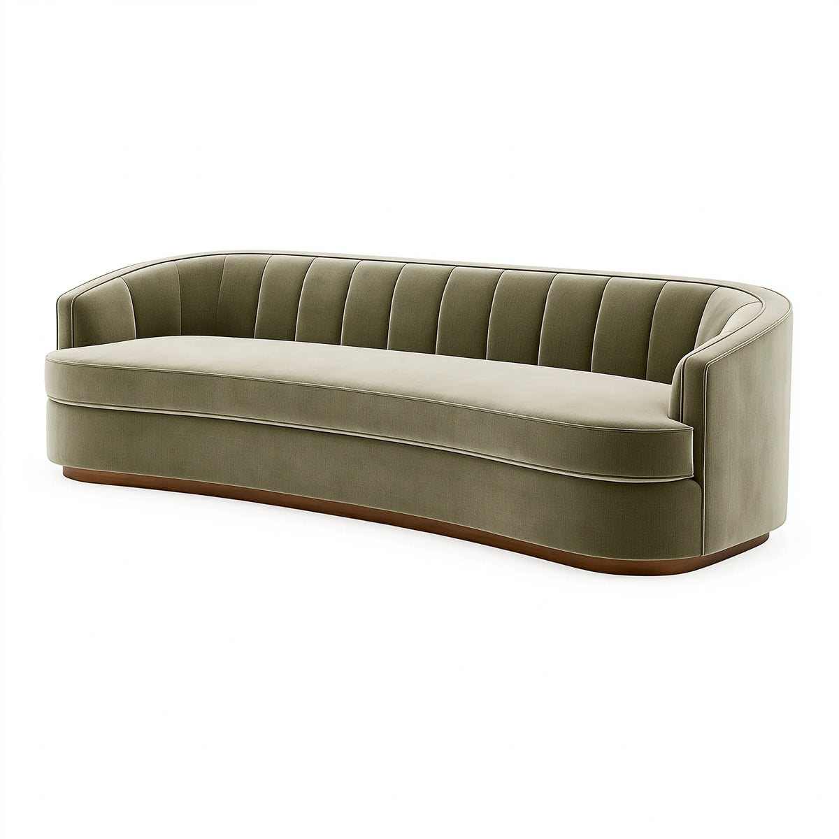 Canapé 3 places 230 cm en tissu vert olive dossier capitonné style contemporain