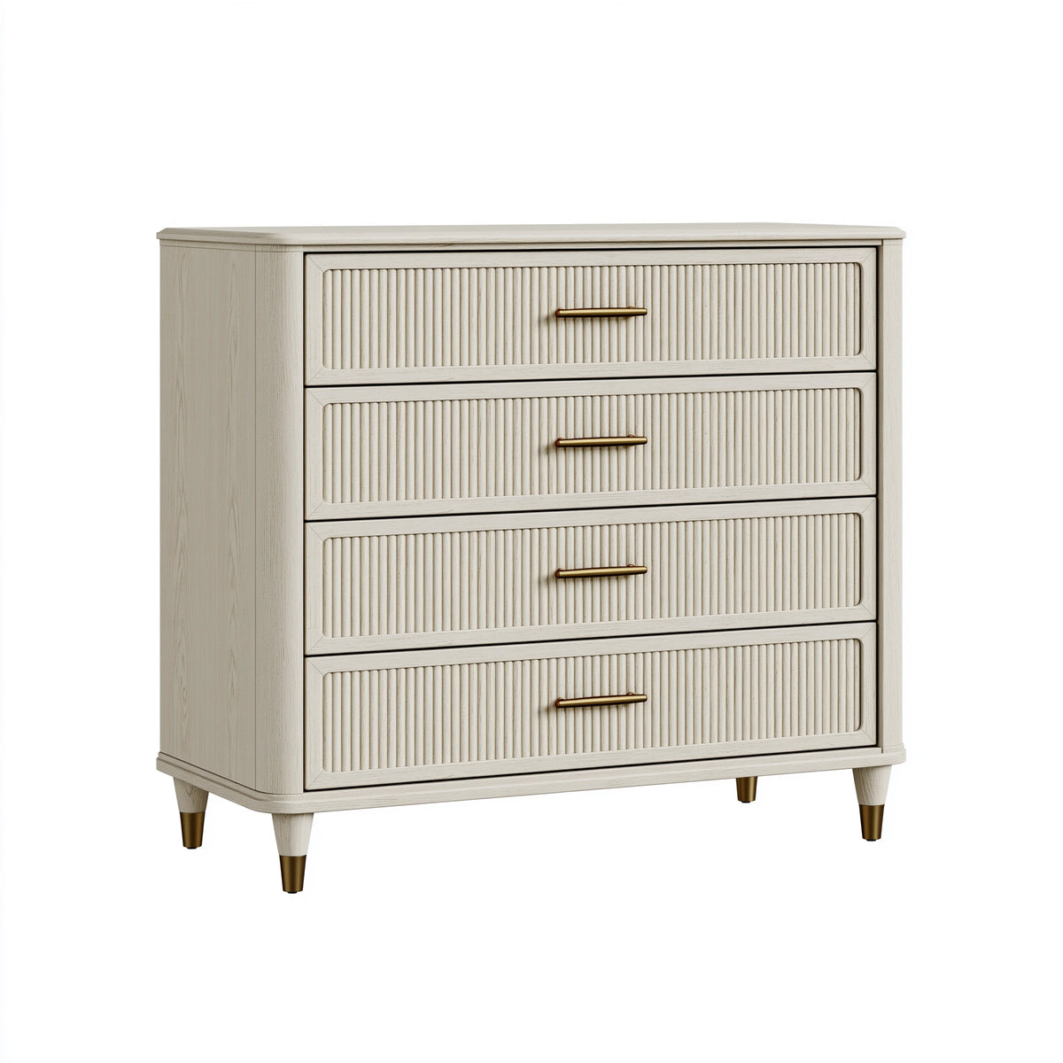 Commode 90 x 45 x 105 cm en bois beige à 4 tiroirs style contemporain