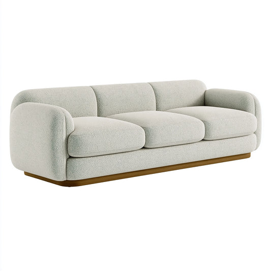 Canapé 3 places 230 x 95 x 78 cm en tissu bouclette beige style contemporain