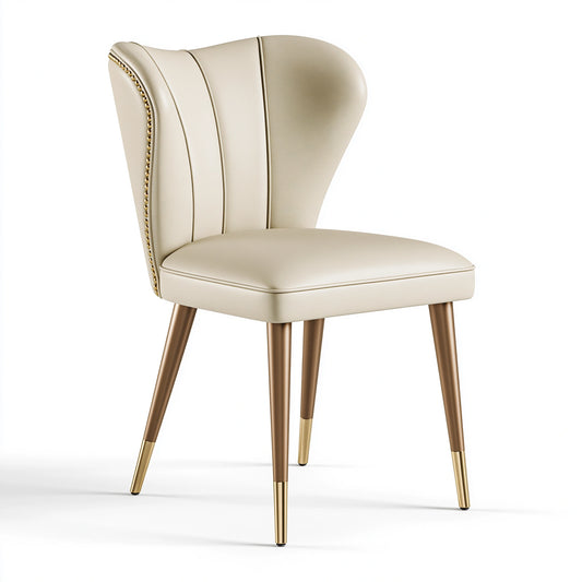 Chaise de salle à manger 50 x 57 x 90 cm en revêtement synthétique beige style classique