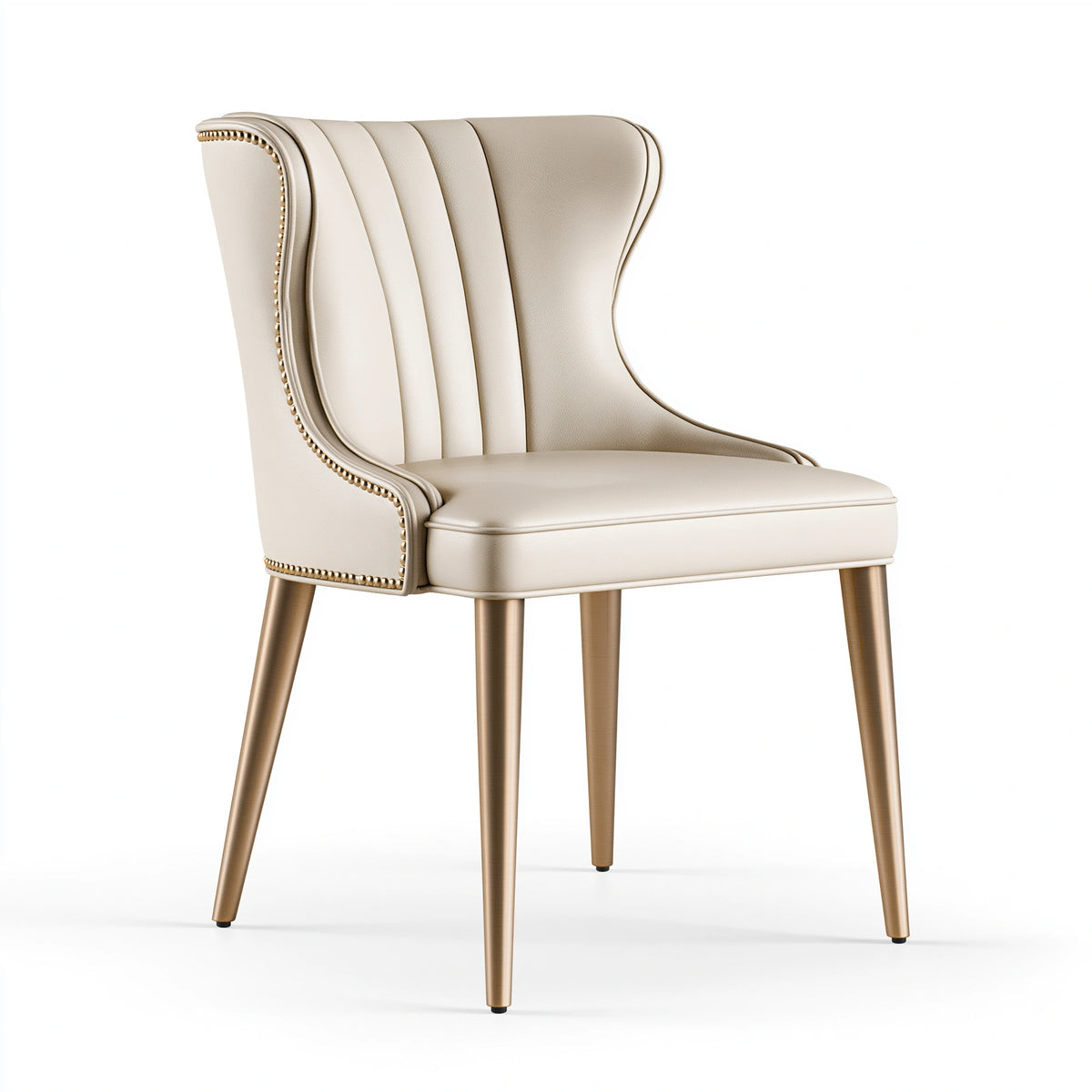 Chaise de salle à manger 56 x 62 x 90 cm en similicuir crème avec pieds dorés style classique