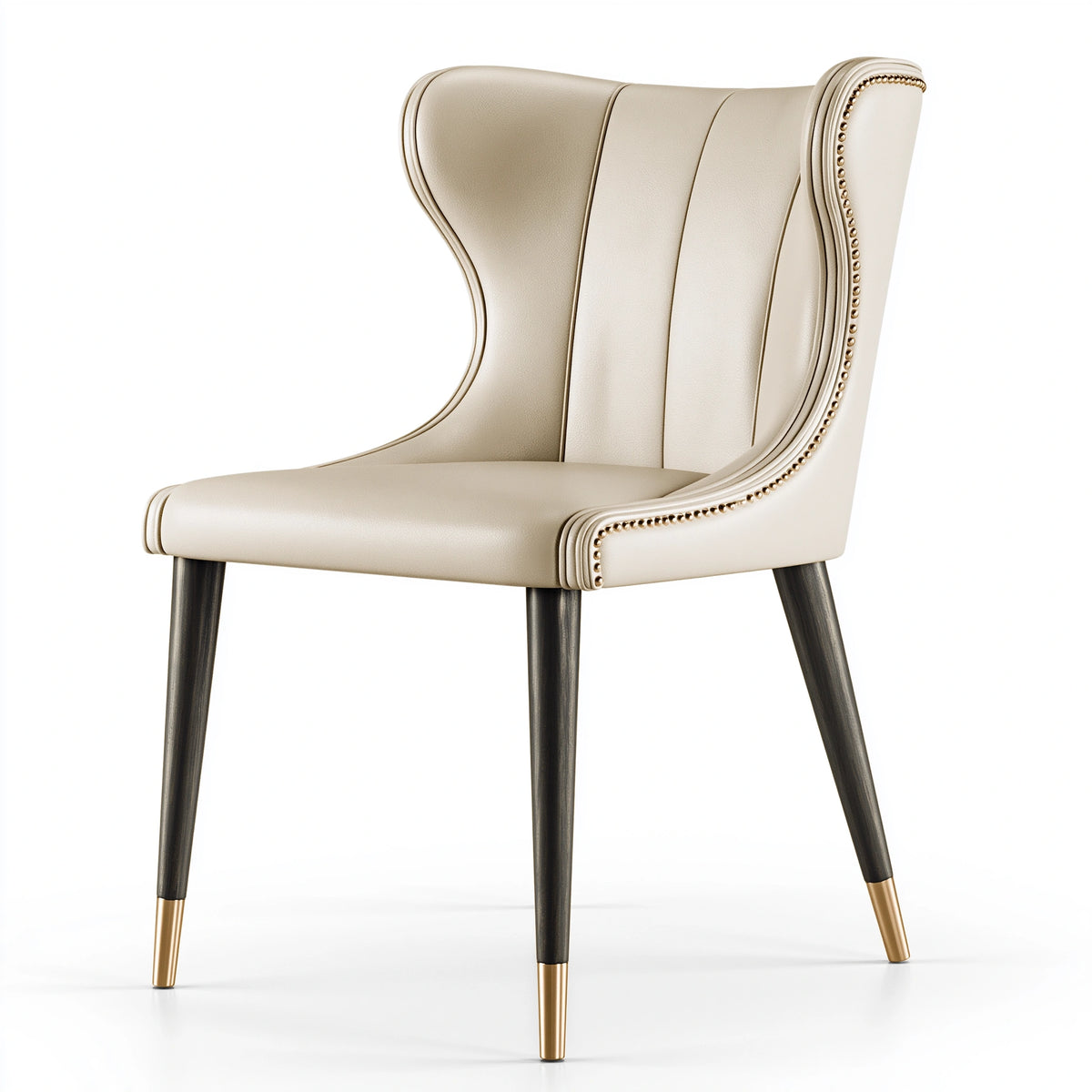 Chaise de salle à manger 54 x 62 x 102 cm en similicuir beige style classique