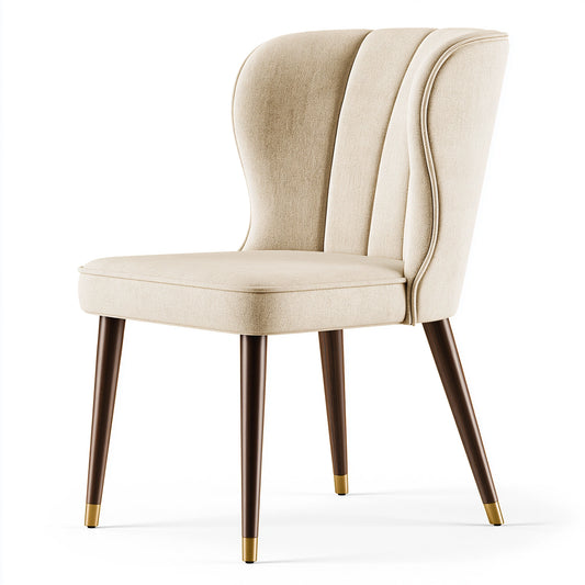 Chaise de salle à manger 55 x 62 x 92 cm en tissu bouclette beige avec pieds en bois style contemporain
