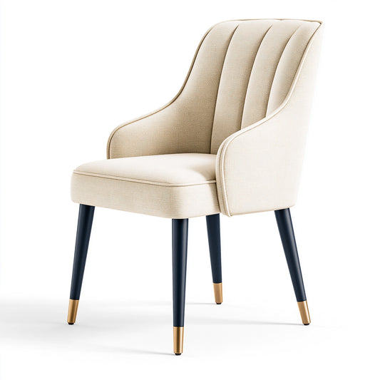Fauteuil de salle à manger 60 x 65 x 90 cm tissu texturé beige pieds en métal style contemporain