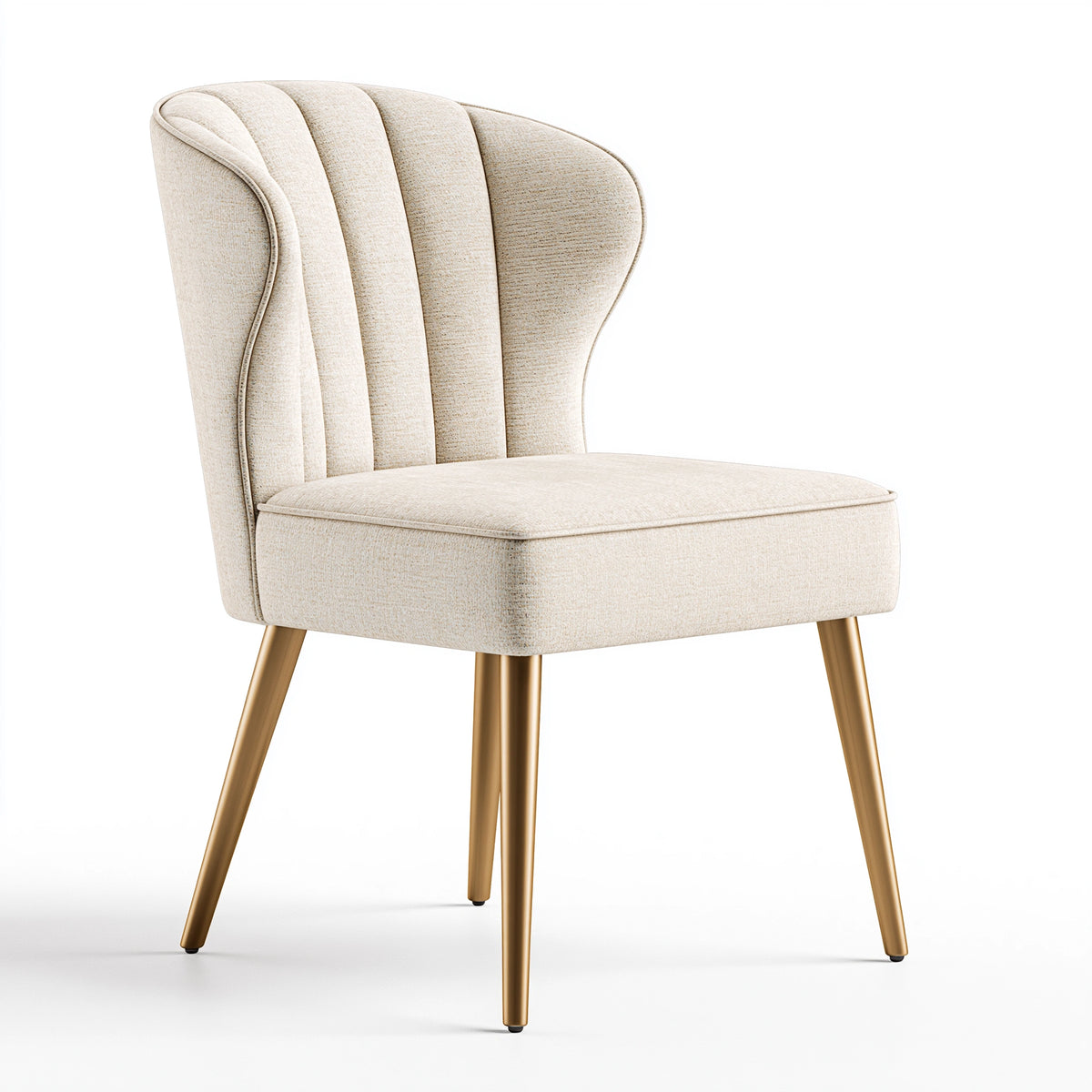Chaise de salle à manger 55 x 62 x 88 cm tissu beige pieds métal doré style contemporain