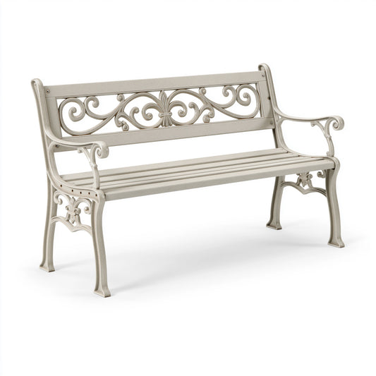 Banc de jardin 122 x 61 x 91 cm en aluminium beige style classique